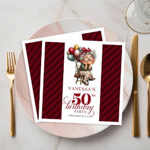 50th Birthday Quirky Old Lady Funny Paper Party Dinner Napkins