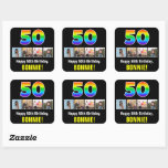 [ Thumbnail: 50th Birthday: Rainbow “50”; Custom Photos & Name Sticker ]