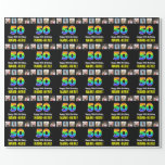 [ Thumbnail: 50th Birthday: Rainbow “50“; Custom Photos & Name Wrapping Paper ]