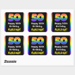 [ Thumbnail: 50th Birthday: Rainbow Spectrum # 50, Custom Name Sticker ]