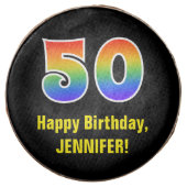 50th Birthday - Rainbow Spectrum Pattern Number 50 Chocolate Covered Oreo (Front)