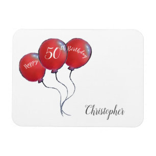 50th birthday red balloon gift magnet