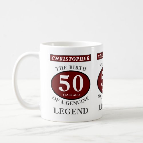 50th Birthday Red Genuine Legend Add Your Name Coffee Mug