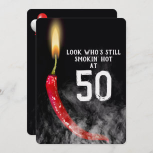50th Birthday Red Hot Pepper Candle Invitation