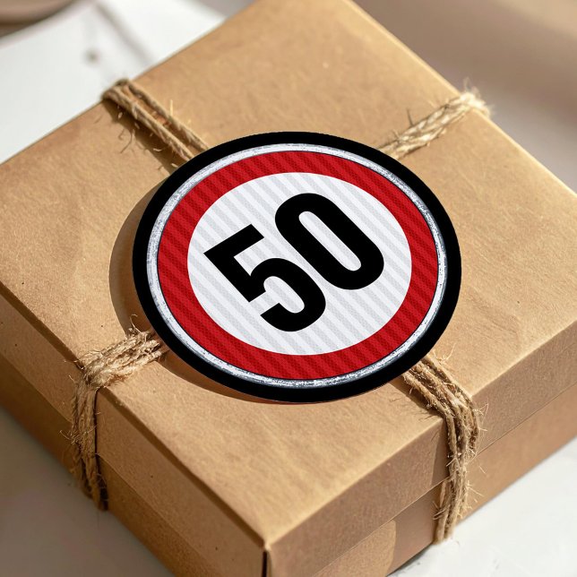 50th Birthday Red Speed Limit Sign - ANY AGE  Classic Round Sticker (Creator Uploaded)
