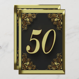50th Birthday Regal Gold Greeting or Invitation