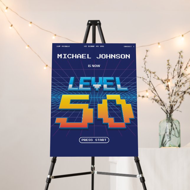 50th Birthday Retro 80s Game Screen Fun Custom  Foam Board (In Situ (Stand))
