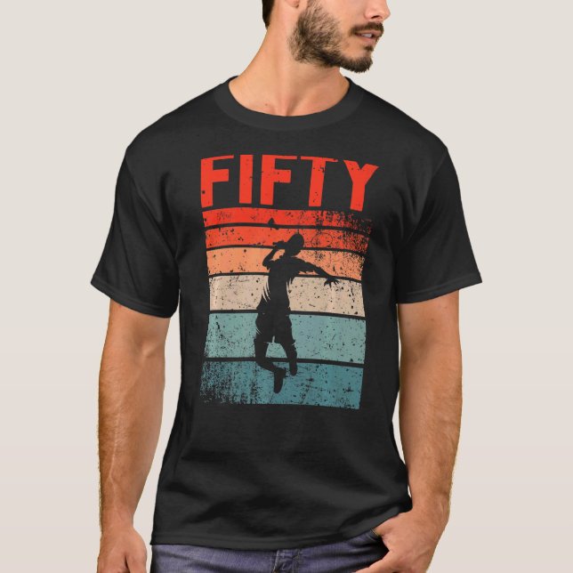 50th Birthday Retro Badminton 50 Years Old Man Wom T-Shirt (Front)