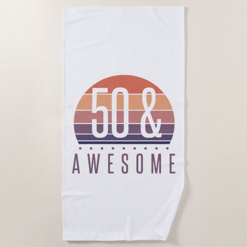 50th Birthday Retro Sunset Beach Towel