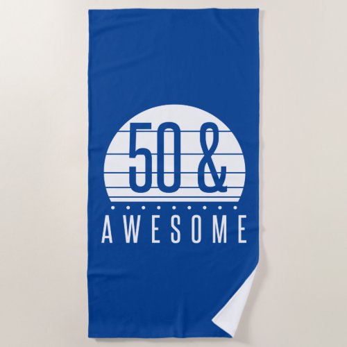 50th Birthday Retro Sunset Beach Towel