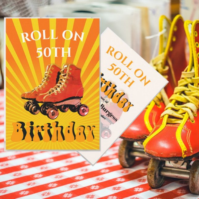 50th Birthday Roller Skate Born In The 70s Invitation (Creator Uploaded)