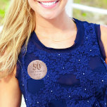 50th birthday rose gold blush name button<br><div class="desc">Elegant,  classic,  glamorous name tag for a 50th birthday party.  Rose gold and blush gradient background. Decorated with rose gold confetti.  Personalize and add a name.   The name is written with a modern dark rose colored hand lettered style script.   Number 50 is written with a balloon style font.</div>