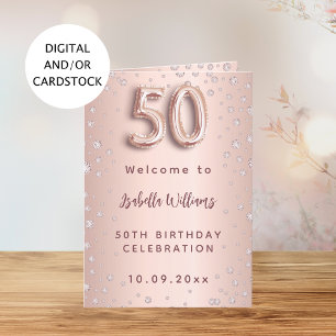 50th birthday rose gold diamonds welcome menu