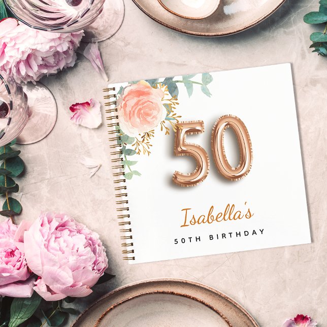 50th birthday rose gold eucalyptus guest book (Creator Uploaded)