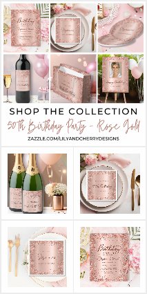 50th Birthday Rose Gold Foil and Glitter