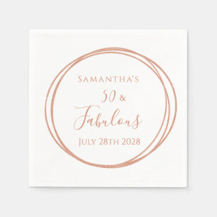 50th Birthday Rose Gold Minimal Birthday Party Napkins