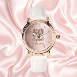 50th Birthday rose gold name Watch<br><div class="desc">A gift for a 50th birthday. A rose gold gradient background color.   Add a name,  date</div>