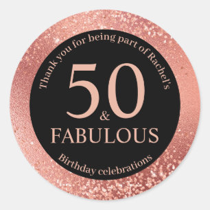 50th Birthday Rose Gold Thank You Classic Round Sticker
