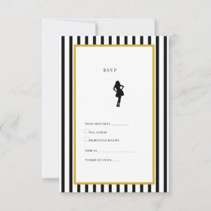 50th Birthday RSVP Card Black & Gold Party