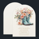 50th Birthday Rustic Cowgirl Boots Flowers Invitation<br><div class="desc">50th Birthday Rustic Cowgirl Boots Flowers Birthday Invitation features a pair of leather cowgirl boots with with peach,  pink and white flowers and your personalized 50th birthday party invitation information below. Created by Evco Studio www.zazzle.com/store/evcostudio</div>