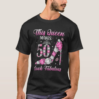 50Th Birthday S For Women Queens 1972 Diamond High T-Shirt