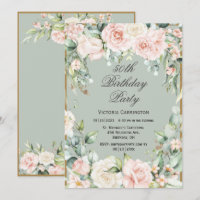 50th Birthday Sage Green Pink Blush 