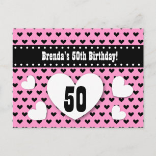 50th Birthday Save the Date Birthday A19 Pink Announcement Postcard
