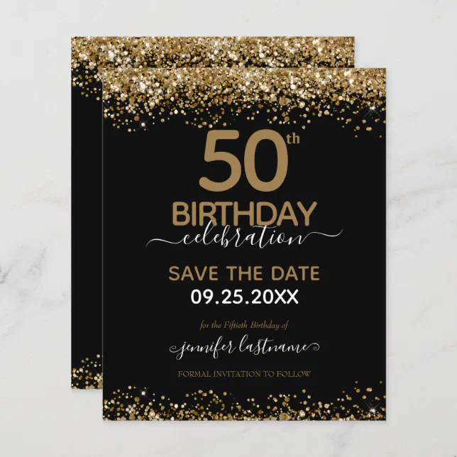 50th Birthday Save the Date Budget Invitation | Zazzle