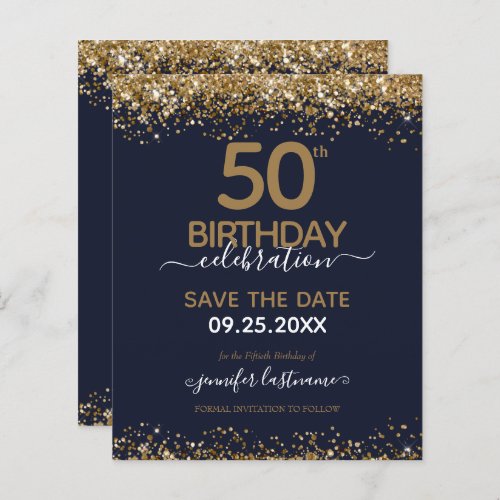 50th Birthday Save the Date Budget Invitation