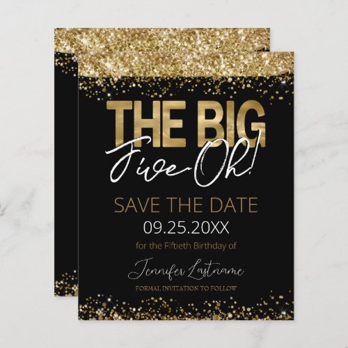 50th Birthday Save the Date Budget Invitation