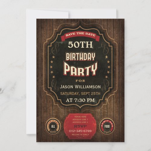 50th Birthday Save The Date Chalkboard  Wood