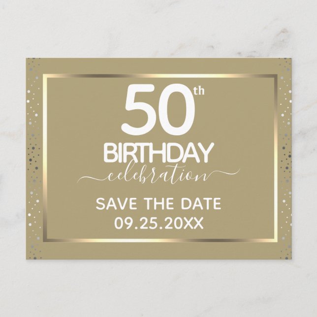 50th Birthday Save the Date Invitation Postcard (Front)