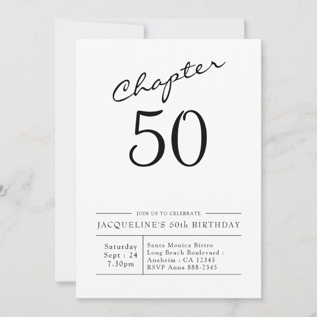 50th Birthday Script 50 Party Invitation (Front)