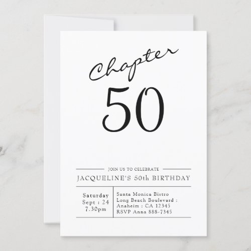 50th Birthday Script 50 Party Invitation