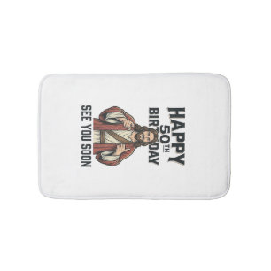 50th Birthday See You Soon Religious Humor Design_ Bath Mat