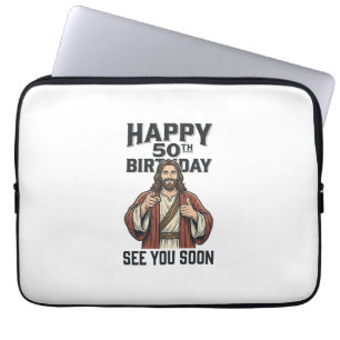 50th Birthday See You Soon Religious Humor Design_ Laptop Sleeve