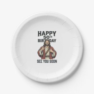 50th Birthday See You Soon Religious Humor Design_ Paper Plates