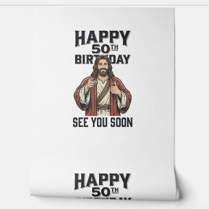 50th Birthday See You Soon Religious Humor Design_ Wallpaper