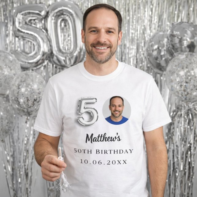 50th birthday silver photo T-Shirt (Creator Uploaded)