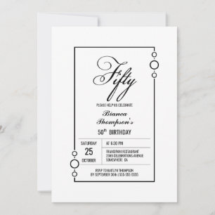 50th Birthday Simple Black Frame Party Invitation