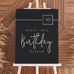 50th Birthday Simple Minimal Flat Black Foam Board<br><div class="desc">Celebrate a 50th birthday milestone in style with this elegant flat-black and ivory beige party easel sign.  The modern minimalist layout pairs a deep matte black background with refined ivory-beige typography—featuring a bold sans-serif for the event details and a graceful handwritten script for the word “Birthday.” A sleek square badge...</div>