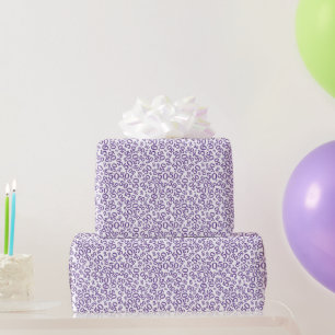 50th Birthday Small Random Number Pattern Purple Wrapping Paper