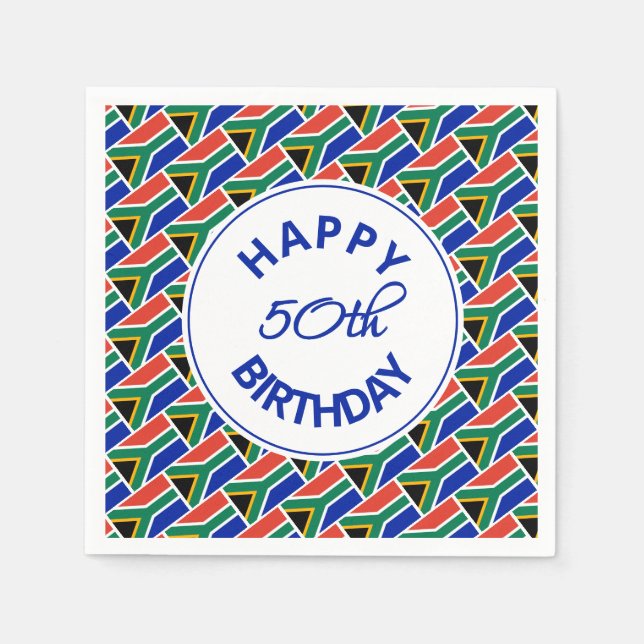 50th Birthday SOUTH AFRICA FLAG Custom Paper Napkins (Front)