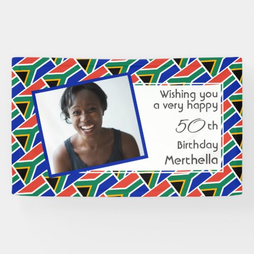 50th Birthday SOUTH AFRICA FLAG Custom Photo Banner