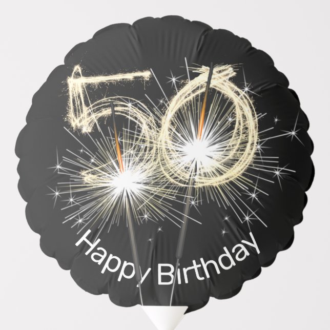 50th Birthday Sparklers on Black  Balloon (Front)