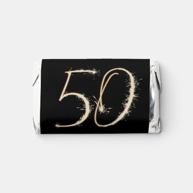 50th Birthday Sparklers On Black  Hershey's Miniatures (Front)
