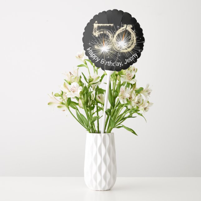 50th Birthday Sparklers With Name Balloon (Vase)