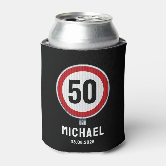 50th Birthday Speed Limit Sign - ANY AGE Can Cooler (Can Front)