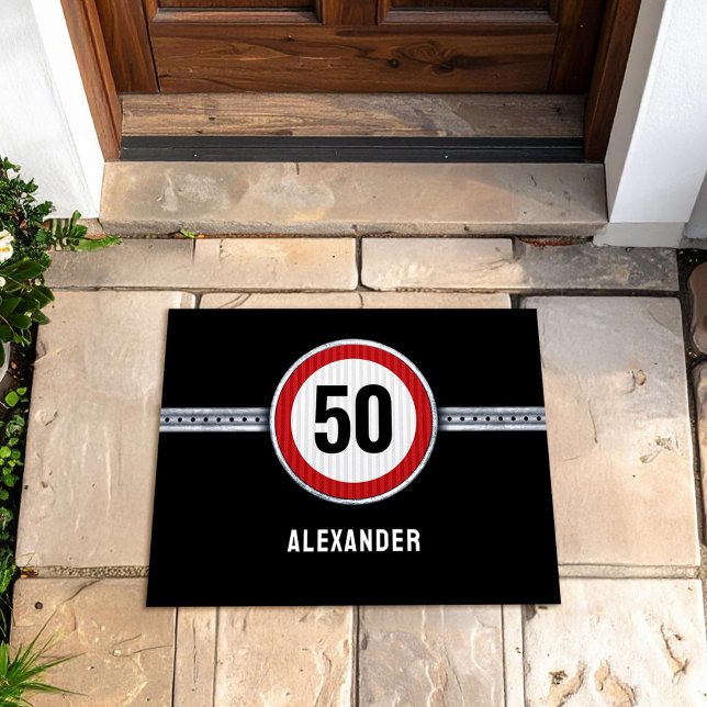 50th Birthday Speed Limit Sign - ANY AGE Doormat (Creator Uploaded)