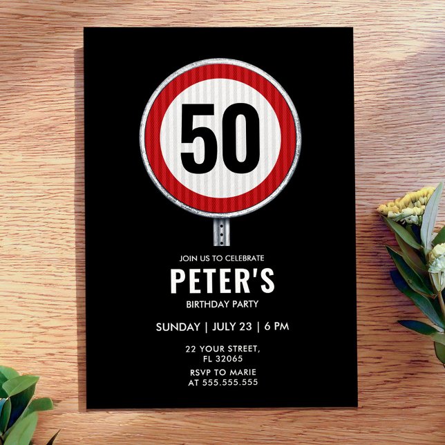 50th Birthday Speed Limit Sign - ANY AGE Invitation (Creator Uploaded)